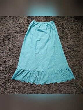 Gudren Sjoden turquoise blue white polka dot bohemian skirt small relaxed, femin
